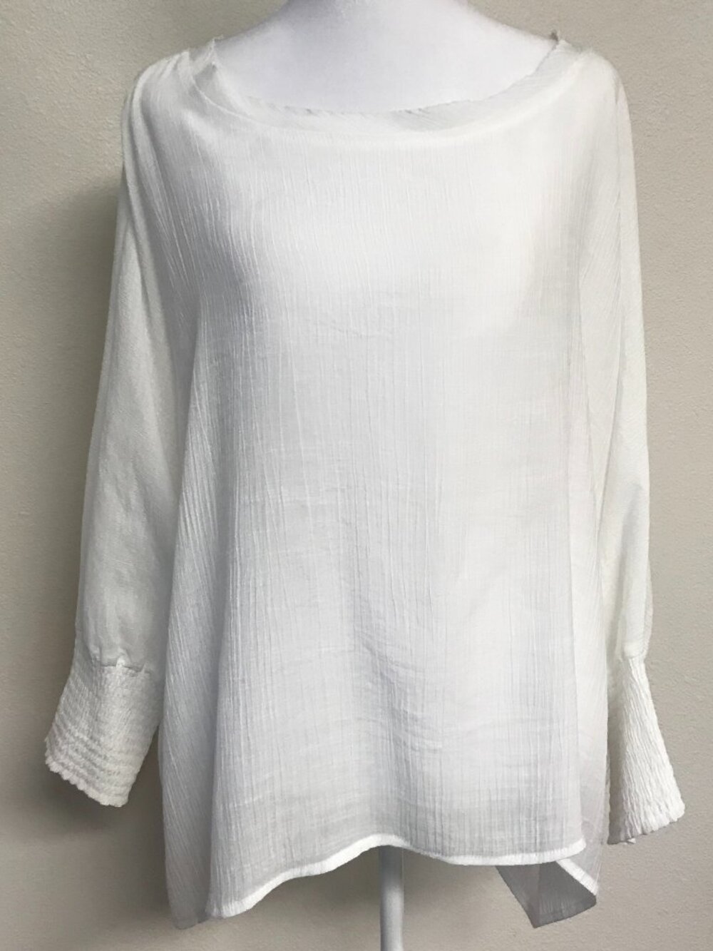 Mahina Gauze Tunic S/M Oversized Boho Dolman Sleeve Semi-Sheer